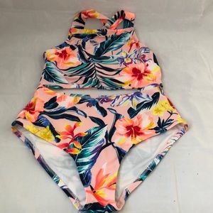 Old Navy Retro Tropical Print 2PC Swimsuit Small